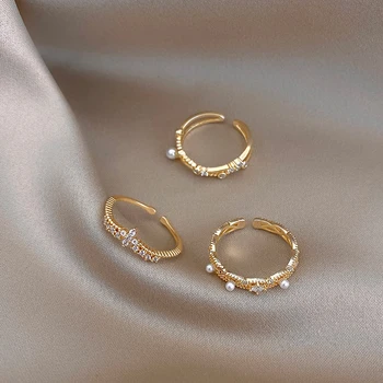 2020 naujas temperamentas aukso cirkonis žiedas elegantiškas korėjos moterys žiedas prabanga vestuves, atidarymo žiedas universalus studentų bendras Žiedai