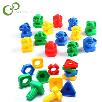 5 vnt Varžtas blokai plastiko įterpti blokus, riešutų forma žaislai vaikams Švietimo Žaislai montessori modeliai