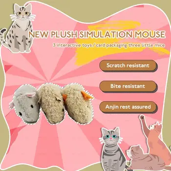 Naujas 3 Vnt./pakete Pliušinis False Ilgos Uodegos Kailio Pelės, Žiurkės Girgždėti Triukšmo Garso Naminių Kačių Kačiukų, Šunų Žaislas Žaisti Interaktyvius