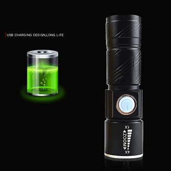 XP-G Q5 Nešiojama USB Patogu Galingas LED Žibintuvėlis Įkraunamas Žibintuvėlis Flash Šviesos Bike, Pocket Zoomable Lempa integruota Baterija 10W