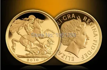 2010 m. Britų St George Dragon Valstybės Aukso Monetos Uk Aukso Valstybės 1Pcs Nemokamas Pristatymas Dia. 40mm 1 Uncija Aukso Padengtą