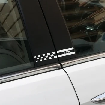 2VNT Automobilių Stilius Atspindintis Vinilo Lipdukai Lipdukai Peugeot 208 Auto Langą B Ramsčių Dekoratyvinis Skiltyje Padengti Kino Priedai
