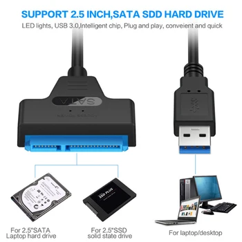 USB 3.0 SATA 3 Kabelis Sata į USB 3.0 Adapteris, Iki 6 Gb / s Paramos for2.5 Colio Išorinis HDD SSD Kietąjį Diską 22 Pin Sata III Cabl