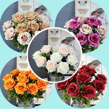 Balta Rožė Dirbtinės Gėlės Šilko Puokštė Aukštos Kokybės Big Rose Vestuvių Dekoravimas Netikrą Gėlės Raudona Namų Stalo Dekoras