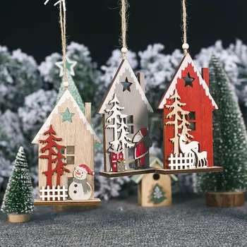 Kūrybos mediniai tuščiaviduriai spalvinga namo, kalėdų eglutės papuošalai briedžių žmogus kalėdų dekoracijas namuose Kalėdos nauji metai dekoras