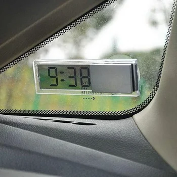 Automobilio Elektroninis Laikrodis Mini Skaidrius LCD Ekranas Skaitmeninis su Gyvis Stiklo Automobilių Puošybos Reikmenys, Universalus