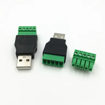 2vnt USB 2.0 A Male / Female, 5-Pin Varžto Jungtis USB Lizdas su Shield USB2.0 Tipas užsukti Terminalo Plug