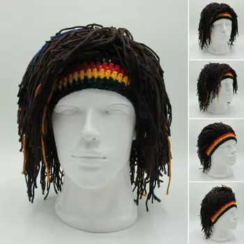 Naujas atvykimo Rasta Perukas Bžūp Beanie Skrybėlių Jamaika Rasta Rankų darbo Kepurė Reggae Drei Afrikos Šaknys Perukas, Bob Marley