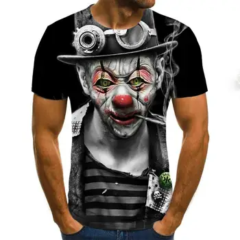 2020 3D Atspausdintas Marškinėliai Vyrams Joker Veido Atsitiktinis O-kaklo Vyrų Marškinėlius Klounas Trumpas Rankovės Juokinga T Shirts 