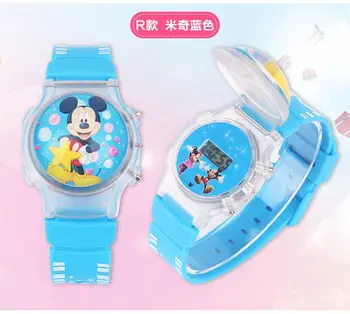 Animacinių filmų šviesos vaikų žiūrėti Mickey Mouse silikono želė vandens kamuolys mados mielas flash Žiūrėti vaikai laikrodžiai laikrodis laikrodžiai
