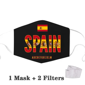 Ispanijos Vėliava 3D Spausdinimo Filtras Kaukės Anglies Įterpti Anti-dulkių Daugkartinio naudojimo Kaukė Kilti Iš Pelenų Ispanija
