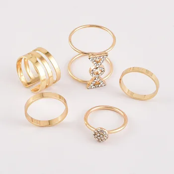 Naujas Mados Jellewery Laukinių Kristalų Bendras Žiedas 5-gabalas Žiedas Didmeninė Žiedai Moterims Vestuvinis Žiedas Bohemio