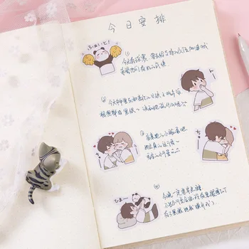 Kawaii Panda berniukas Dekoratyvinis Raštinės reikmenys mini dėžutė Lipdukų rinkinys Scrapbooking 