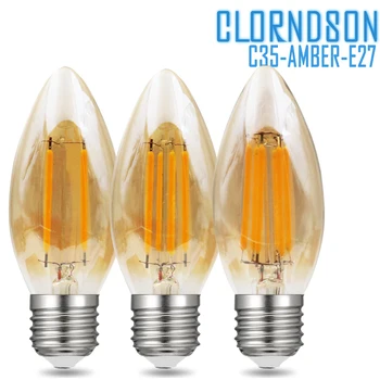 CLORNDSON Pritemdomi C35 LED 2W 4W 6W 8W Edison E26/E27 GINTARO Derliaus Žvakė, Lempa, 110V, 220V Kaitinimo Lemputes Dekoro Kaitinamosios