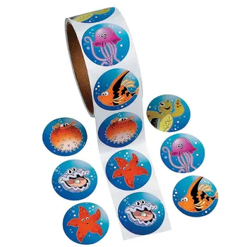 Viena Roll Kūrybos Lipnia Juosta 100vnt Animacinių filmų Vandenyno Žuvys Lipdukas Vaikams Puiki Dovana Spalvingas Kanceliarinės prekės Lipdukas Žaislas