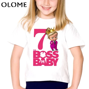 Vaikų Marškinėliai Bosas Kūdikių Skaičius nuo 1 Iki 9 Print T Shirt Vaikai Laimingi Gimtadienio Dovana Mielas Marškinėliai Kūdikių Berniukų ir Mergaičių a1015