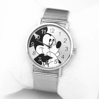 Reloj Mujer Mados Animacinių filmų Mickey Žiūrėti Moterų, Prabangos Prekės Kvarciniai Laikrodžiai, Nerūdijančio Plieno Suknelė Rankiniai Laikrodžiai kobiet zegarka