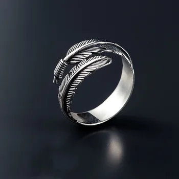 DreamySky Nekilnojamojo Sidabro Spalvos plunksnų žiedai moterims vestuvinis žiedas anillos mujer de plata Sidabro Spalvų papuošalai