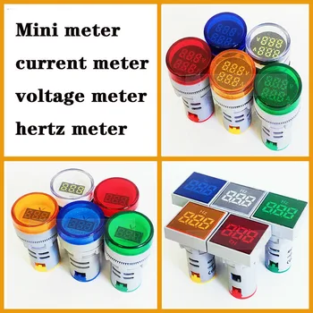 Hertz metro mini voltmeter ammeter skaitmeninis indikatorius multimetras Srovės maitinimo metrų LED indikatoriaus lemputė šviesos voltmetras
