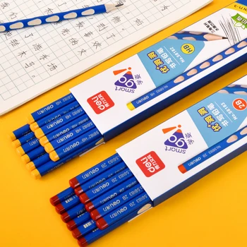 Deli 12pcst/set Rašyti pieštuku 2B HB trikampio medžio pieštukas teisingą vaikų rašymo įgūdžių mokyklos reikmenys