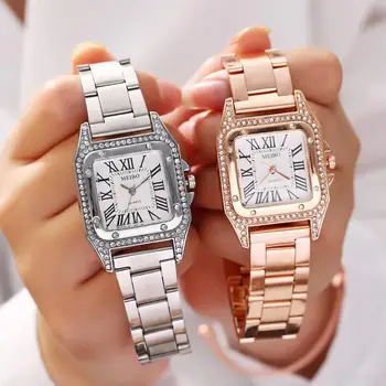 Prabangūs Moteriški Laikrodžiai Minimalistinių Kvadratinių Rinkimo Nerūdijančio Plieno Juosta Kvarco Riešo Žiūrėti Diamond Moterų Laikrodžiai relogio feminino XB40