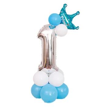 MMQWEC 32/40inch skaičių Sidabro folija gimtadienio balionai nustatyti skaitmenų 0-9 karūna helio oro balionu, berniukas ar mergaitė gimtadienio prekes
