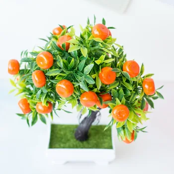 Bonsai Dirbtiniai Augalai Mandarinų, Apelsinų žydinčių vaismedžių Vazoninių namams/sodas/vestuvių papuošimas padirbtų augalų amatai