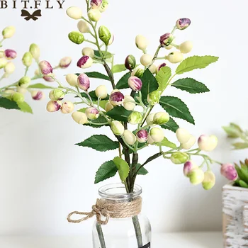 1pcs Dirbtinė Alyvuogių Pupelių Gėlių, Medžių Šakas Padirbtų Augalų Puokštė 