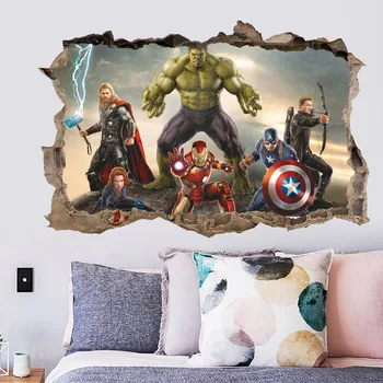 Keršytojas 3D sienų lipdukai kambarį miegamojo sienos apdaila Super herojus filmo plakatas sienų lipdukai vaikams kambariai