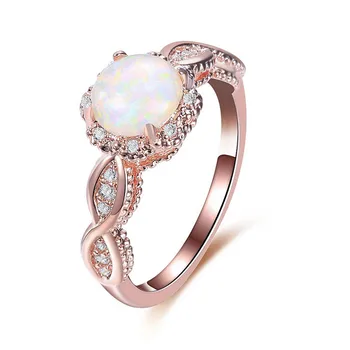 BOAKO Kristalų Žiedai Moterims Opalas Žiedas 