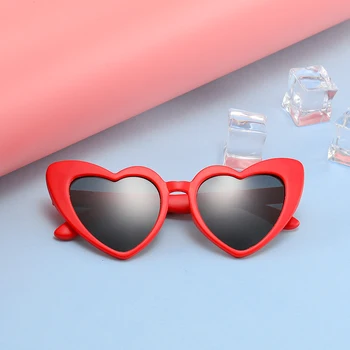 LongKeeper baby girl akiniai nuo saulės vaikams širdies 2020 TR90 juoda rausva, raudona širdis saulės akiniai vaikams poliarizuota lankstus uv400