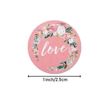 Gėlių lipdukas 8 stilių apvalios etiketės lipdukas rožinė meilė gėlių raštinės reikmenys įklija, vestuves apdaila