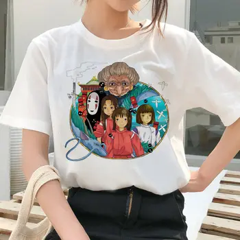 Totoro Dvasia Toli Marškinėliai Femme Japonų Anime Moterų Marškinėlius (T-shirt Hayao Miyazaki Drabužius, O Kaklo Moterų Topai