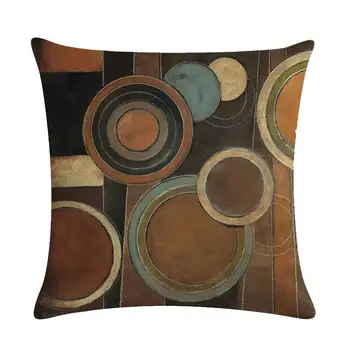 Geometrinis Rudos, apvalios pagalvės padengti namų puošybai 45*45 cm, pagalvėlė padengti mikropluoštu minkštos ir patogios pagalvės užvalkalą T10