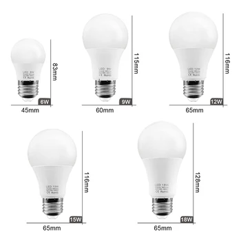 Taupyti Energiją E27 LED Lemputė 6W 9W 12W 15W 18W Lampada LED Lemputė AC 185V-ampulä-265V LED Lempos, Namų apšvietimas
