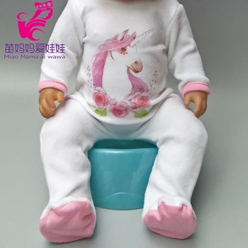 Lėlės vienaragis romper drabužius 40cm 43cm, gimusių kūdikių lėlės dėvėti rinkiniai 18 colių lėlės kailis reikmenys, žaislai, drabužiai