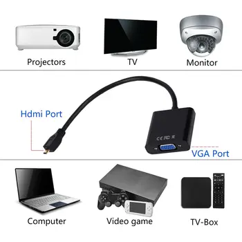 2020 Naujas 1080P Micro HDMI suderinamus VGA Moterų Vaizdo Kabelis Adapteris Keitiklis PC Nešiojamas Black Skaitmeninis Karšto karšto naujas
