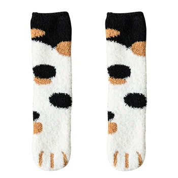 Atsitiktinis Korėja stiliaus moterų kojinės pliušinis koralų vilnos moteriškos kojinės rudenį, žiemą katės nagai mielas storas, šiltas, juokingas grindų miegoti kojinės