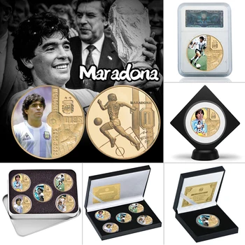 1960-2020 RIP Diego Maradona Auksą, Sidabrą, Proginių Monetų Rinkinys su Monetos Turėtojas Futbolo Iššūkis, Monetų, Suvenyrų Dovana Jam