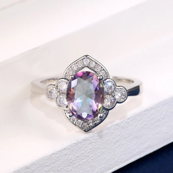 Jellystory klasikinis 925 Sterlingas Sidabro Žiedas su 7*10 MM ovalo formos safyras žiedai, Papuošalai moterų Vestuvių pažadas Šalis dovanos