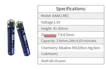 3pcs 1,5 V LR8D425 AAAA pirminės baterijos šarminės baterijos sausas baterija ir 