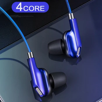 REHIMM In-Ear Laidinio Ausinės Dual Dinaminis Ritė 4-Garsiakalbių Heavy Bass Stereo Laidus, Kontrolės Ausinių Ausinių MIKROFONAS Mikrofonas (3,5 MM