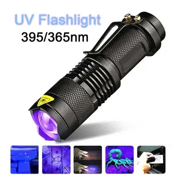 LED UV Žibintuvėlis Ultravioletinių spindulių Žibintuvėlis Su Zoom Funkcija Mini Juodas UV Šviesos Augintinio Šlapimo Dėmes Detektorius Skorpionas Medžioklė