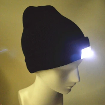 5-LED Apšviesta Bžūp Žiemą Šilta Kepuraitė Žūklės Kempingas Skrybėlę 5 Spalvų