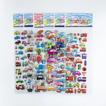12 lapų/set įvairių transporto sunkvežimių animacinių filmų automobiliai burbulas lipdukas Vaikų berniukų užrašų knygelė švietimo žaislai, lipdukai