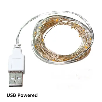 Pasakų Žibintai USB/Garliava dėl Baterijų 10m LED String Žibintai Vandeniui Lauko Kalėdų Žiburiai Vestuvių papuošalai Kalėdų