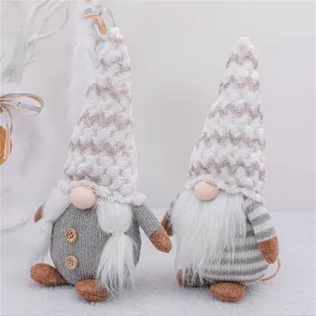 Pliušinis Megzti Kalėdiniai Papuošalai Beveidis Gnome Santa Lėlės Miško Vyresnysis Rudolph Kalėdų Ornamentu Namų Dekoro Šalies Prekių