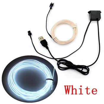1/2/3/5/10M EL Viela, 5V USB Valdiklio Neoninės Šviesos diodų (LED Lanksti lempa Šmėžavimas Vyti Virvę, Vamzdis, Viela Vandeniui LED Juostos