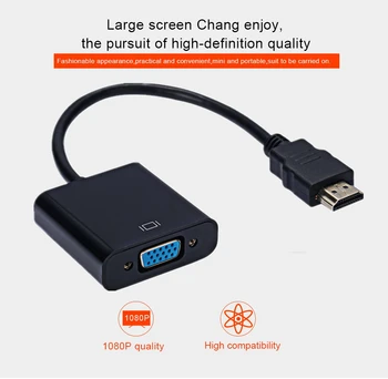 HD 1080P HDMI į VGA Adapteris HDMI Male VGA Famale Skaitmeninis Analoginis Konverteris Kabelis PC Laptop Tablet TV Projektorius Displayer