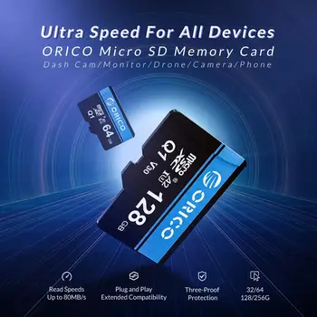 ORICO Mini Mikro SD Kortelės Atminties Kortelė 32GB MicroSD Max 80M/s SD/TF Flash Kortelės cartao memoria de Карта памяти su Kortelių Adapterį